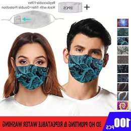 Character Cool 3d Printing Pattern Design Adults Reusable Protective Pm.25 Face Masks 5 Layers Philtres Dustproof Fast Shipping