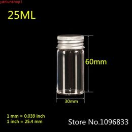 (Packung von 24) Kleine Glasflaschen Aluminium Schraubkappe Silber Deckel Mini Transparent Klare Leerer Gläser Fläschchen 25 ml Hhroy Quanty