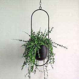 Metal Hanging Flower Pot Plant Hanger Chain Hanging Planter Basket Flower Vase Plant Holder Home Garden Balcony Decoration C0125244n