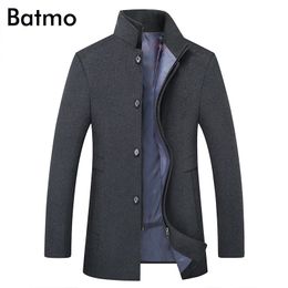 BATMO new arrival winter high quality wool thicked trench coat men,men's Grey wool jackets ,plus-size M-6XL,1818 201126