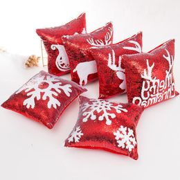 40*40cm Merry Christmas Sequin Pillow Case Glitter Sofa Throw Cushion Cover Pillow Case Home Christmas Decor Pillow Cover