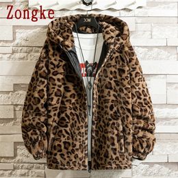 Zongke Leopard Hooded Winter Jacket Men Japanese Streetwear Men Jacket Winter Casual Jackets For Men Brand Coat M-4XL 201218