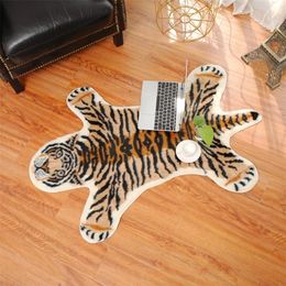 tiger printed Rug Cow Leopard Cowhide faux skin leather NonSlip Antiskid Mat 94x100CM Animal print Carpet 201214