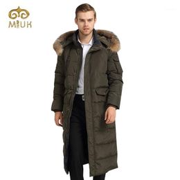 Wholesale- 2016 Fur Collar White Down Thick Hooded Long Knee-Length Winter For Russia Casual Coat Male1 Men's & Parkas