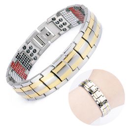 Men Gold Bracelet Popular Dropshipping Bangles Wrist Charm Germanium Magnetic Health H Power Titanium Bracelet Jewelry