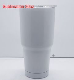 In Stock 30oz White Blank Large Capacity Sublimation Tumbler DIY Heat Transfer Printing Insulated Leakproof Traveling Water Tumbler