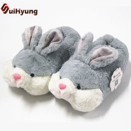 Suihyung Women's Home Slippers Indoor Shoes Winter Warmth House Flat Slip On Animal Bunny Plush Slippers Fur Slides Cotton Shoes 210203