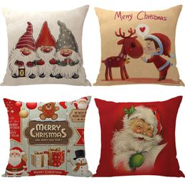 45x45cm Linen pillow cover case Santa Claus deer Pillowcase For Home Sofa Car Cushion Cover Without inside core