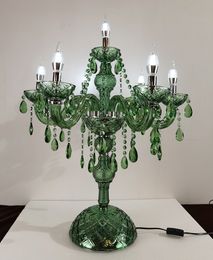 European crystal table lamps green lighting cafe decoration lamp bedroom bedside table lamp American luxury lamps