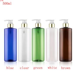 12pc 500ml gold collar Press Pump Lotion white bottles Shower Gel Shampoo Empty Sample Vials Cosmetic packing containersgood product