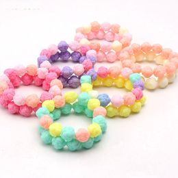 Braccialetti di perline di fiori carini Braccialetti di perline di gomma da masticare colorati elastici per gioielli per bambini/bambini/ragazze primavera nuovi