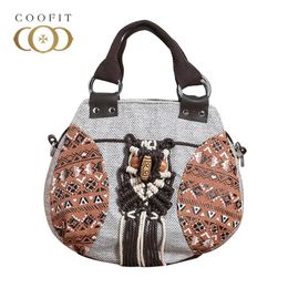 Coofit Retro Women's Top Handle Simple Vintage Small Satchel Handbag Female Beaded Design Crossbody Shoulder Tote Bag Purse