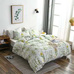 Bright Flower Printing Duvet Cover Set Pastoral Style Bedding Sets Queeen Size 2/3 pcs Soft Comfortable Bed Covers BedLinen 201021