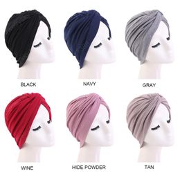 Turban Hats for women Stretch Twist Solid Knotted Caps Chemo Beanies Headwrap for Cancer Chemotherapy Hair Loss Accessories