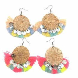 Charm Women Earings Fashion Jewellery Statement Vintage Ethnic Rattan Knit Tassel Earrings Aretes De Mujer Modernos 2020