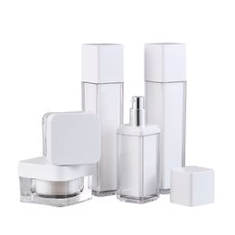 300pcs/lot 30/50g Acrylic Square Cream Jar Pot 50/100ml Lotion Pump Bottle Perfume Atomizer Spray Cosmetic Container