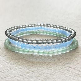 MG0089 Women`s Yoga Mala Bracelet 3 Wrap Crystals Stone Energy Balance Beads Jewelry 4 mm Mini Gemstone Bracelet Set