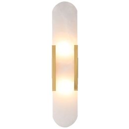 Gold / Black Copper Wall Lamp Nordic Simple Luxury Living Room Bedroom Aisle Stairs Luminaires Spanish Natural Marble Wall Sconces