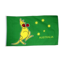 Australia Boxing Kangaroo Flags 3x5FT 90x150cm Double Stitching Flag Festival Party Gift 100D Polyester Indoor Outdoor Printed Hot selling