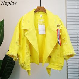 Neploe Pockets Women Denim Jacket Pole Female Loose Coat Autumn Winter New Cool Girl Outwear 69201 201123