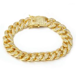 Link, Chain Hip Hop Street Rock Bustdown Bracelet Gold Plate Fashion Bracelets Free Ship AB1231