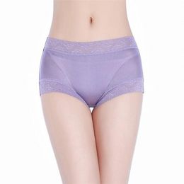 1PC 100% Pure Silk Knit Women's Full Coverage Panties Underwear Lingerie Boyshort M L XL 2XL SS001 201112