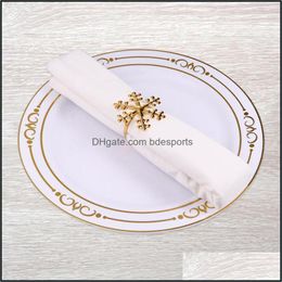 Napkin Rings Table Decoration & Accessories Kitchen, Dining Bar Home Garden 6Pcs Christmas Snowflake Shaped Tissue Buckles Wedding Party Eve