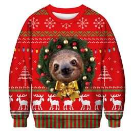 New ugly christmas sweater Costumes Funny Christmas 3d Digital Printing Fake Hair Jumper Autumn Winter Tops Clothing Gift 201203