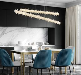 Breif modern led chandelier for dining room kitchen island bar hanging crystal lamp home decor gold lighting fixtures