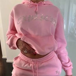 YICIYA Tracksuit Suit Women 2 Piece Set pink Winter Pull Two Pants Suits Sweatshirt And Joggers Jogging For 220315