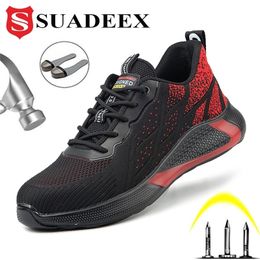 SUADEEX Men Male Lightweight Construction Shoes Steel Toe Indestructible Safety Work Boots 38-48 Y200915