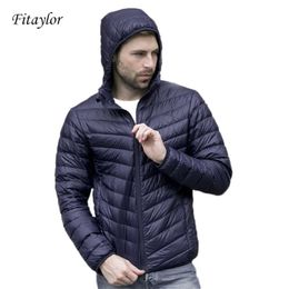 New autumn winter ultra thin duck down men jacket plus size XXXL hooded jacket for men fashion mens Outerwear coat 201223