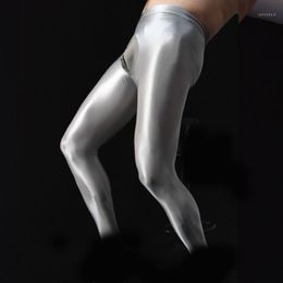 Sexy Men COCkring U Convex Pouch Stockings Open Close Sleeve Tight Stockings Sheer Shiny Glossy Pantyhose Tights Candy Colour F321