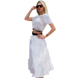 Pleated skirt suit two piece dress sexy short sleeve shirt + skirt casual ankle length skirts fashion panelled women clothes klw0047