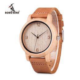 BOBO BIRD relogio masculino Antique Bamboo Watches Men and Women With Leather Strap Wood Wristwatch Top Brand Drop Shipping 201114