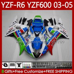 OEM Fairings For YAMAHA YZF-R6 YZF R 6 600 CC YZF600 YZFR6 03 04 05 Body 95No.22 YZF R6 600CC 2003 2004 2005 Cowling YZF-600 03-05 Motorcycle Bodywork Kit blue white blk