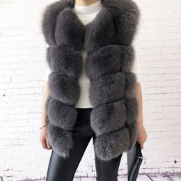 Women's high quality real fox fur vest 100% natural real fur fashion fur coat jacket vest Genuine Leather coat 201103