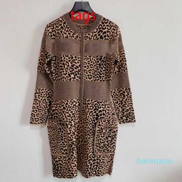 Luxury-Fashion Women Dresses Casual Leopard Print Ladies Skirt Long Sleeve Knitted Elegant Dress 2022FW Lady Party Skirts