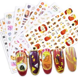 2021 New Year Spring Leaf Stickers For Nails Lavender Floral Maple Abstract Man Face Decorative Nail Art Slider Decal BEF692-701