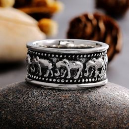 Women Men Elephant Finger Ring Vintage Animal Elephant Ring Jewellery Accessories for Gift Party Size 7-12