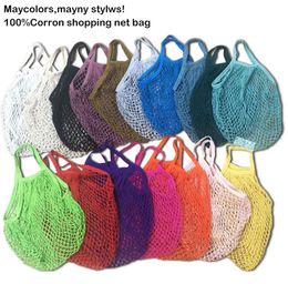 Shopping Bags Handbags Shopper Tote Mesh Net Bags String Reusable Fruit Storage Bags Handbag Reusable Home Storage Bag KKA8290