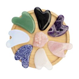 Natural Jade Scraping Board Party Favour Heart Shaped Crystal Stone Facial Massager Tool Gua Sha Boards Jades Roller