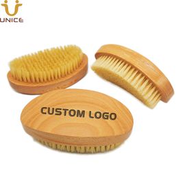 Supply for Amazon Curved Short Hair Brushes MOQ 100 Pcs OEM Custom LOGO 360° Palm Wave Brush With Soft White Boar Bristles