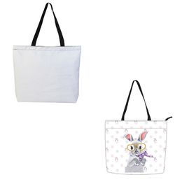 DHL50pcs Shopping Bags Sublimation DIY White Blank Diving cloth Large Capacity Vertical Section Handbag