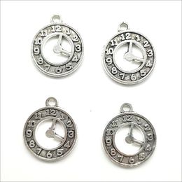 Wholesale Lot 50pcs Clock Antique Silver Charms Pendants Jewelry Making Bracelet Necklace Earrings 19*22mm DH0852