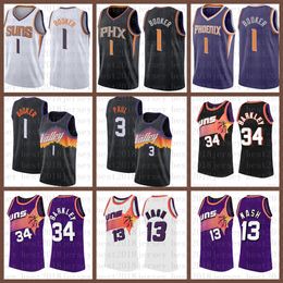 2021 New Basketball Jersey Suns Mens Devin 1 Booker Chris Steve 13 Nash 3 Paul Charles 34 Barkley Brown