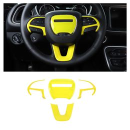 ABS Car Steering Wheel Cover Dcoration Accessories Yellow for Dodge Challenger /Charger 2015 UP Interior Accessories