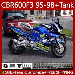 OEM Fairings For HONDA CBR 600 CBR600 F3 FS CC 600FS 600F3 1995-1998 64No.325 Bodys CBR600FS 600-F3 1995 1996 1997 1998 CBR600F3 600CC 95 96 97 98 Bodywork Movistar Blue