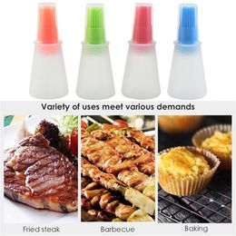 1Pcs Portable Silicone Oil Bottle with Brush Grill Oil Brushes Liquid Oil Pastry Kitchen Baking BBQ Tool Kitchen Home Tools