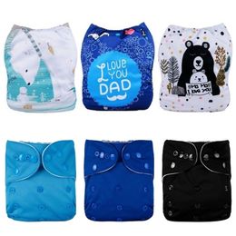 [Mumsbest] 6PCS Baby Cloth Diapers With 6 Microfiber Inserts Baby Digital Position Nappies with Liners Unique Diaper Covers 201117